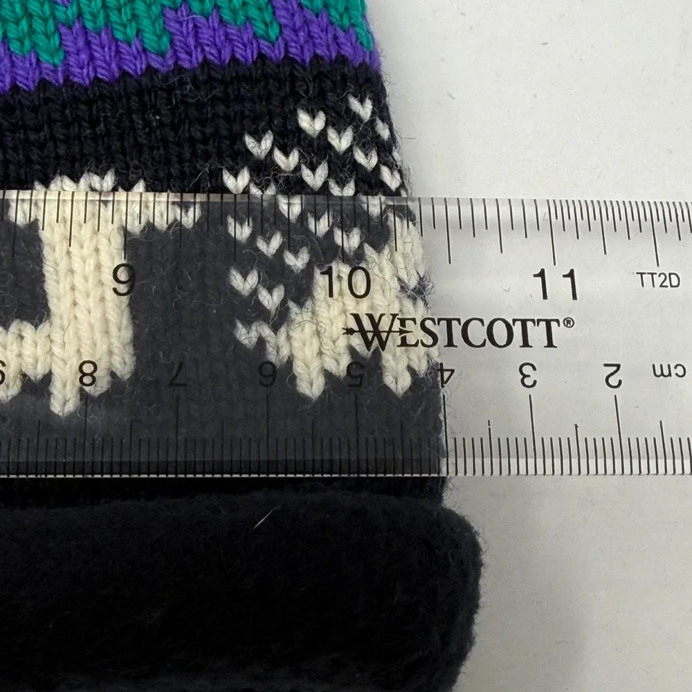 Turtle Fur Vintage Knit Beanie Llama Pattern‎ Fleece Lined Wool Blend Hat USA